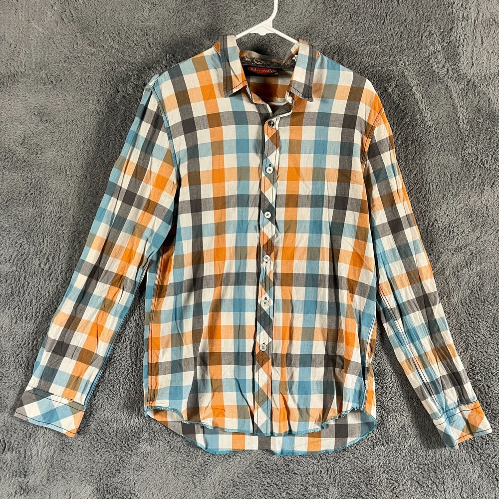 Mambo Shirt Mens S Multi Plaid Casual Long Sleeve Collared Regular Fit Button Up